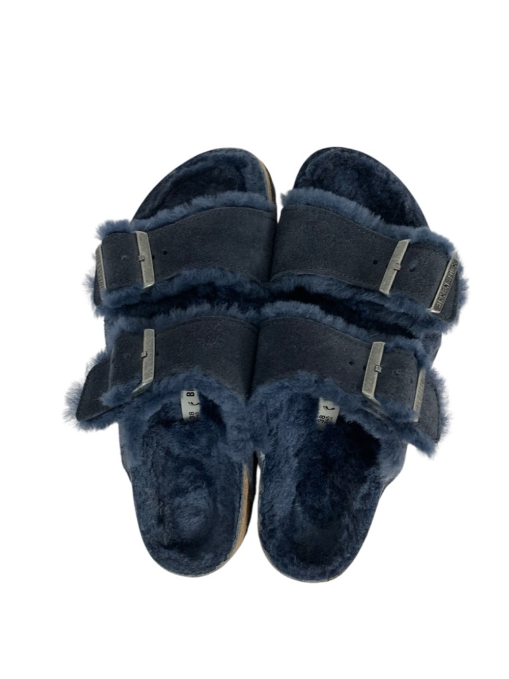 Birkenstock Arizona shearling sandals size 7 midnight blue - Picture 10 of 11